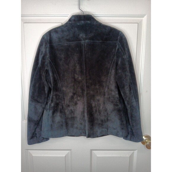 Vintage Liz Claiborne Jacket Small Black Suede Full Zip Lined Pockets Pristine - Picture 3 of 7